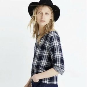 Madewell Herald Tee in Navy and White Curtis Plaid